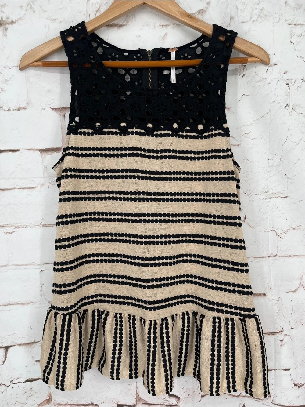 NWOT Free People “Molly” Retro Peplum Top, Size M